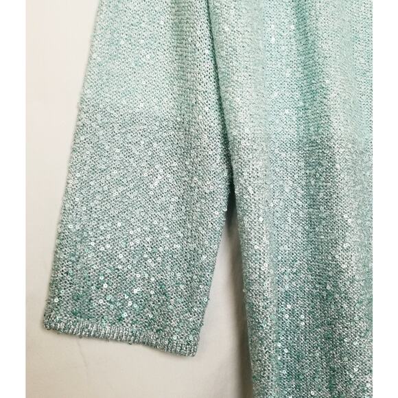 Alfred Dunner Sequined Cardigan Women's Blue Ombre 3/4 Sleeves Size Small - Picture 4 of 8